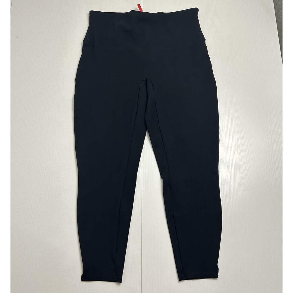 Spanx High Waisted Black Ponte Ankle Legging Womens Size 1X Split Hem